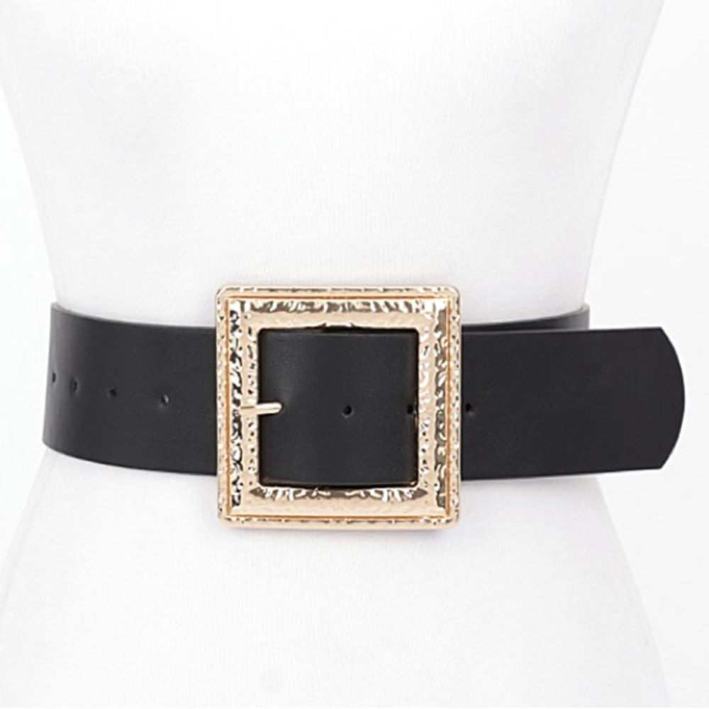 Vegan Leather Chunky Gold Statement Belt